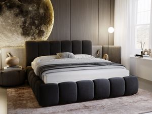 GRAINGOLD Exklusive Polsterbett Canico 200x200 cm - Designerbett mit Bettkasten & Lattenrost - Schwarz (Monolith 95)