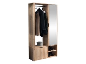 MIRJAN24 Garderobe-Set Milo mit Spiegel und Kleiderstange, Loft Stil, Lamellen, Flurgarderobe (Farbe: Artisan Eiche)