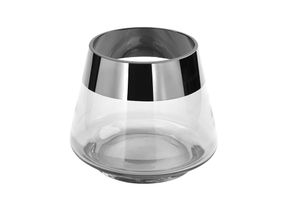 Fink Teelichthalter Jona silberfarben, transparent Glas Höhe 9 cm