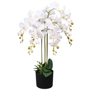 vidaXL Umelá orchidea s kvetináčom 75 cm biela