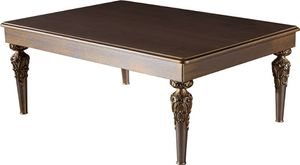 Casa Padrino Luxus Barock Couchtisch Braun / Silber / Kupfer / Gold 115 x 80 x H. 45 cm - Massivholz Wohnzimmertisch mit Glasplatte - Barock Wohnzimmer Möbel