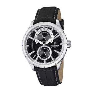 Festina Leder Herren Uhr F16573/3 Quarz Armbanduhr schwarz Klassik D2UF16573/3