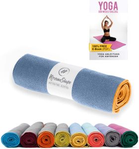 NirvanaShape ® Yoga Handtuch rutschfest | Hot Yoga Towel mit Antirutsch-Noppen | 185x63 cm, Farbe:Hellblau/Gelb