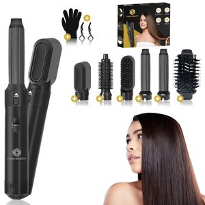 Fleau Beauty Hairwrap Multistyler - PRO Edition - Stylingeisen - Airstyler - Lockenstab - Föhn - Lockenbürste - Haartrockner - Haarstyler - 6 in 1 Set - Schwarz