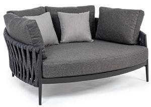 Casa Padrino Luxus Garten Liegesofa mit Kissen Anthrazit 165 x 146 x H. 86 cm - Wetterbeständiges Garten & Terrassen Sofa - Garten & Terrassen Möbel - Luxus Qualität