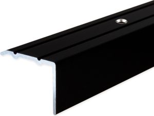 PROVISTON | Winkelprofil | Aluminium eloxiert | Schwarz | Breite 24.5 mm | Höhe 18 mm | Länge 1000 mm | Gebohrt | Treppenkantenprofil | Treppenwinkel | Treppenkante | Kombiwinkel | 1 Stück