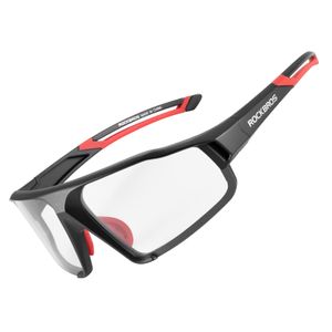 ROCKBROS Sportbrille Photochrome Sonnenbrille UV400 Schutz PC+TR Geteilte Linse Schwarz rot