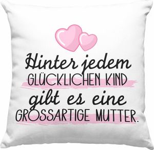 Trendation - Mama Deko-Kissen mit Füllung 40x40 Geschenk für Mutter von Kinder Sohn Tochter Muttertag Muttertagsgeschenk Beste Mama Danke Weihnachten Geburtstag Lustig (Grau)