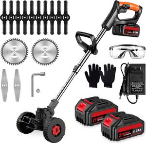 Akku-Rasentrimmer, 3-in-1 Elektrische Motorsense & Freischneider Rasen, mit 2X 4.0Ah Akku und Schnelles Ladegerät, für Rasenschneiden und Garten