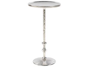 BELIANI Beistelltisch Silber Aluminium Rund 32 cm mit Säulenfuß Gedrechselte Optik Modern Einbeinig Wohnzimmer Ausstattung Möbel Blumenständer