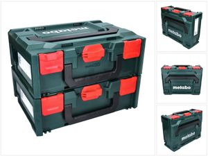 Metabo metaBOX 145 Set 2x System Werkzeug Koffer Stapelbar 396 x 296 x 145 mm - ohne Einlage