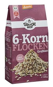 Bauckhof 6-Korn Flocken ohne Weizen Demeter - Bio - 500g x 6  - 6er Pack VPE