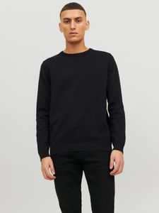 JACK & JONES Strickpullover JJEBASIC KNIT Rundhalspullover , Farbe:Black / Schwarz, Größe:XL