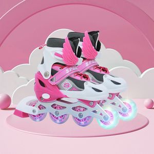 Inliner Für Kinder Verstellbare Inline Skates mit Beleuchteten Rädern Rollschuhe Outdoor Schuhe mit Rollen für Mädchen Jungen Inline Skates , Rosa M