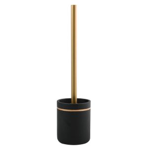 spirella® Toilettenbürsten-Garnitur „Bly“, WC-Bürste, Toilettengarnitur aus Kunststoff matt schwarz mit Goldeffekt