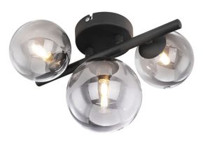 Globo Lighting Deckenleuchte Metall schwarz matt, Glas rauchfarben, BxH: 208x283mm, AL: 189mm, Glas-DM: 1x12cm, 2x10cm, inkl. 3x G9 LED 3.5W 230V, 350lm Source, 80lm Output, 3000K