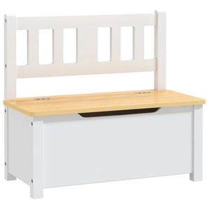 vidaXL Kinderbank mit Stauraum Weiß und Beige 60x30x55 cm MDF