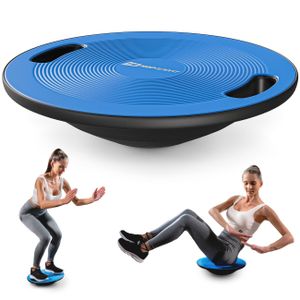 Hop-Sport Balance Board aus Kunststoff - 150 kg Belastbarkeit, rutschfestes Wackelbrett mit Griffen, Gleichgewichtstrainer für Physiotherapie, ø 40 cm blau