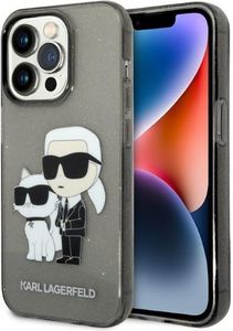 Karl Lagerfeld IML Glitter NFT Karl & Choupette - pouzdro pro iPhone 14 Pro Max (černé)