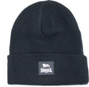 Lonsdale Mütze Rubber Badge Beanie Wollmütze Strickmütze Schwarz Löwe Neu