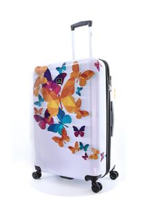 Polycarbonat Kofferset 2-teilig Trolley Hartschale Schmetterling Weiß Citykoffer + Handgepäck 