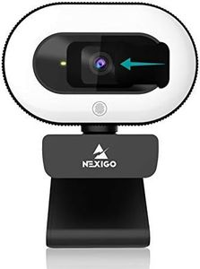 NexiGo StreamCam N930E, 1080P Webcam mit 2 Mikrofon, Ringlicht und Abdeckung, Autofokus, Plug & Play, Webkamera für Streaming Video Chat Aufnahme, Mac Windows Laptop Skype Twitch Zoom