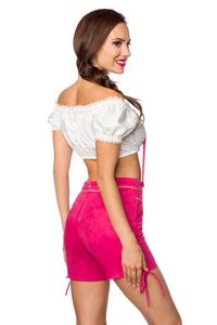 Dirndline Damen Trachtenshorts mit Stickereien Karneval Oktoberfest Fasching Trachten , Größe:M, Farbe:Pink