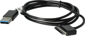 vhbw USB-Kabel kompatibel mit Asus Eee Pad Transformer TF700T, TF300TL, TF700, TF300TG Tablet - Datenkabel 2in1 Ladekabel, 100cm Schwarz