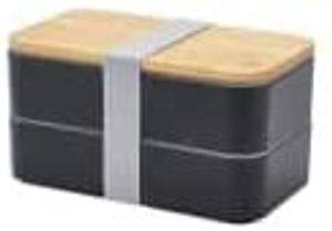 Box Set inkl. Besteckhalter - Lunch Box mit Besteck und Bambus Deckel - Brotdose 2 Fächer luftdicht - Brotbox Set für Kinder