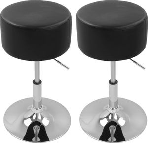 WOLTU Dizajnová stolička s rúčkou, sada 2 kusov, plynulé nastavenie výšky, pochrómovaná oceľ, protišmyková guma, ľahko udržiavateľná Imitácia kože, dobre čalúnený sedák, čierna farba