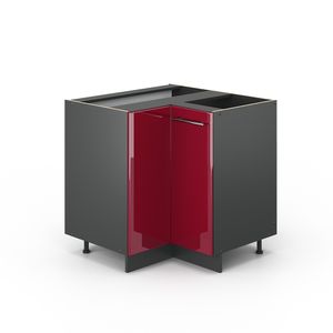 Vicco Eckschrank Fame-Line, 80.5 cm ohne Arbeitsplatte, Bordeaux Hochglanz/Anthrazit