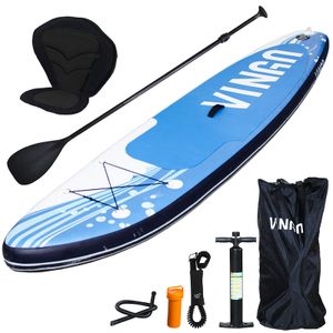 VINGO SUP Board,Surfboard Aufblasbar Stand Up paddle 330cm, Rucksack - Paddling Board Blau und weiß Mit Sitz