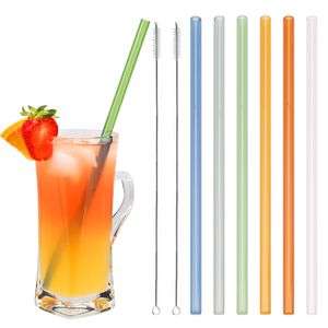 bremermann 6 sklenených slamiek na pitie, 25 cm dlhé, opakovane použiteľné, farebné vrátane 2 Rein