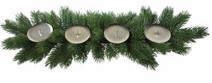 Xenotec Weihnachtsgesteck Voll - PE Spritzguss, naturgetreu, mit Kerzentellern, ca 54 cm