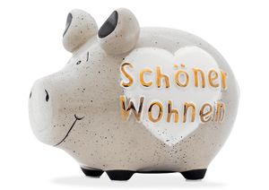 KCG 101655 Spardose Schwein "Schöner Wohnen" - Keramik, Gold-Edition, klein
