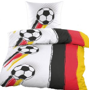 Bettwäsche Fan Motiv Fußball, 135x200 + 80 x 80cm, Renforce, Deutschland Farben, 100% Baumwolle