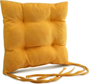 Mg Design vankúš na stoličku 40x40 cm žltý - vankúš na stoličku s popruhmi, prešívaný vankúš, podlahový vankúš - vankúš na sedenie pre záhradnú stoličku, na vnútorné a vonkajšie použitie
