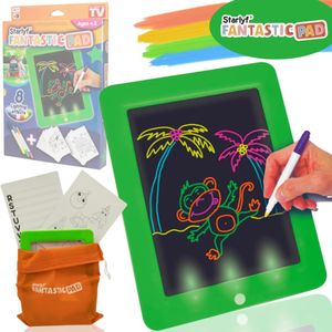 Starlyf® Fantastic Pad - magische Maltafel, Spieltafel inkl. 30 Vorlagen, 6 verschiedene Neonfarben, Reinigungstuch, Tragetasche, grün - Original aus der TV Werbung