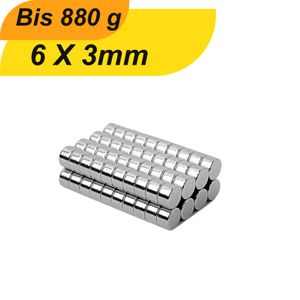 20x Starker Neodym Magnet 6x3 mm – Extra Kraft Mini-Magnet N38 – Für Kühlschrank, Whiteboard, Werkstatt, DIY & Haushalt – Scheibenmagnet Silber