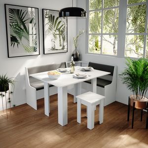 Livinity® Rímska rohová lavica do jedálne, 76 x 42 cm, biela/antracitová