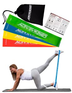 Fitnessbänder Set 4-Stärken by ActiveVikings® - Ideal für Muskelaufbau Physiotherapie Pilates Yoga Gymnastik und Crossfit | Fitnessband Gymnastikband Widerstandsbänder