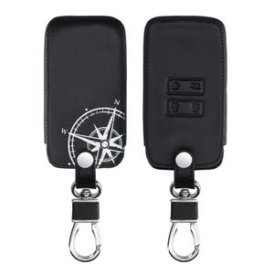 kwmobile Autoschlüssel Hülle kompatibel mit Renault 4-Tasten Smartkey Autoschlüssel (nur Keyless Go) - Kunstleder Schutzhülle Schlüsselhülle Kompass Vintage Weiß Schwarz