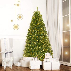 COSTWAY 180cm LED Künstlicher Weihnachtsbaum PVC Nadeln mit 11 Lichtmodi, 5 Farbwechsel & Metallständer Tannenbaum Christbaum Grün