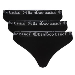 Bamboo basics Damen String EMMA, 3er Pack - Logo-Bund, atmungsaktiv, Single Jersey Schwarz XL