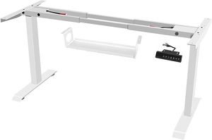 FANZTOOL höhenverstellbarer Schreibtisch-Gestell elektrisch stufenlos in Weiß, Arbeitstisch Tischbeine mit Memory-Funktion und 2 Motoren, zum Arbeiten im Stehen und Sitzen