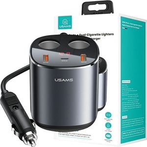 Rozdeľovač do auta Usams 2Xusb-A/ 1Xusb-C C28 245W Grey/Grey Cc151Tc01 (Us-Cc151)