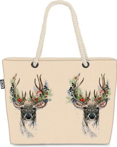 VOID Hirsch Wald Strandtasche Shopper 58x38x16cm 23L XXL Einkaufstasche Tasche Reisetasche Beach Bag
