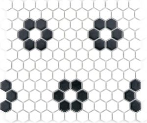 Mosaik Fliese Keramik Hexagon schwarz weiß matt Fliesenspiegel Küche MOS11A-0103