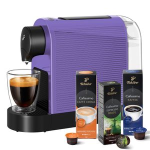 Tchibo Cafissimo „Pure plus“ Kaffeemaschine Kapselmaschine inkl. 30 Kapseln für Caffè Crema, Espresso und Kaffee, 0,8l, 1250 Watt, Deep Lavender