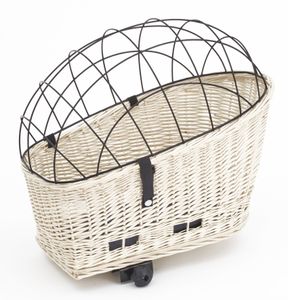 Hundefahrradkorb aus Weide mit Gitter für Gepäckträger XXL 60x39 cm (W-S), Kissen:ohne Kissen